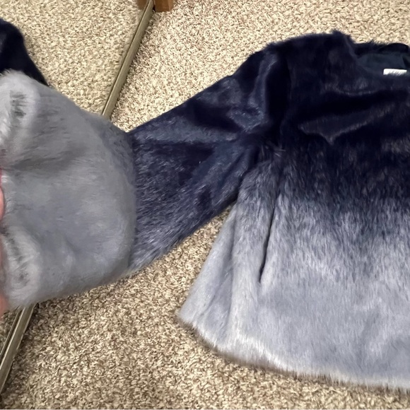 Anthropologie Maeve ombré blue fur coat winter jacket - Picture 3 of 8